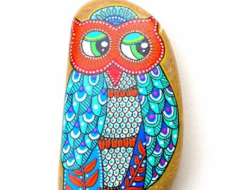 Owl Stone - Hand Painted - I Sassi dell'Adriatico (Adriatic Sea Stone)