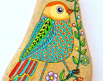 Bird Stone - Hand Painted - I Sassi dell'Adriatico (Adriatic Sea Stone)