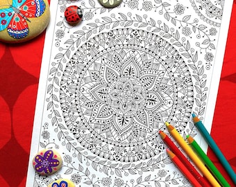 Mandala de primavera *Descarga instantánea* Página para colorear