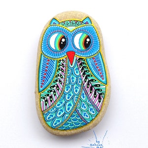 Owl Stone Hand Painted I Sassi dell'Adriatico Adriatic Sea Stone image 1