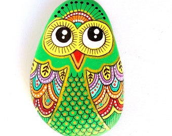 Owl Stone - One of a Kind, Hand Painted - I Sassi dell'Adriatico (Adriatic Sea Stone)