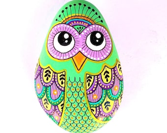 Owl Stone - One of a Kind, Hand Painted - I Sassi dell'Adriatico (Adriatic Sea Stone)