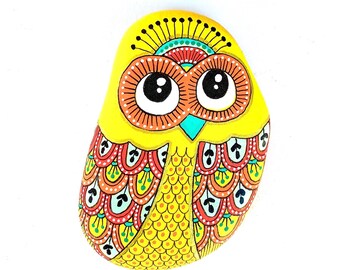 Owl Stone - One of a Kind, Hand Painted - I Sassi dell'Adriatico (Adriatic Sea Stone)