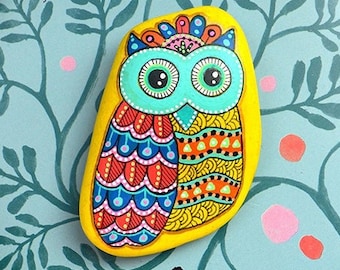 Piedra Búho - Pintada a Mano - I Sassi dell'Adriatico (Piedra del Mar Adriático)