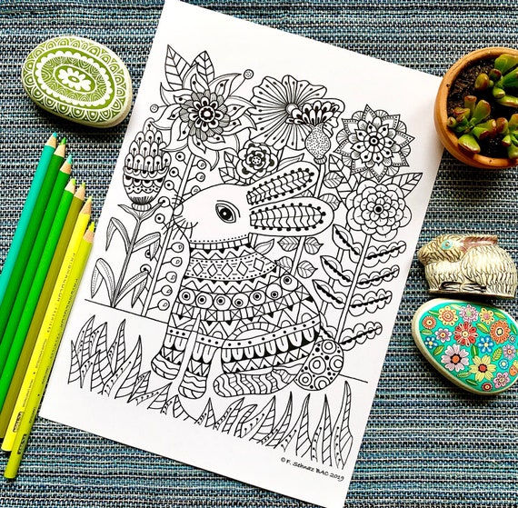 Easter Bunny Instant Download Coloring page