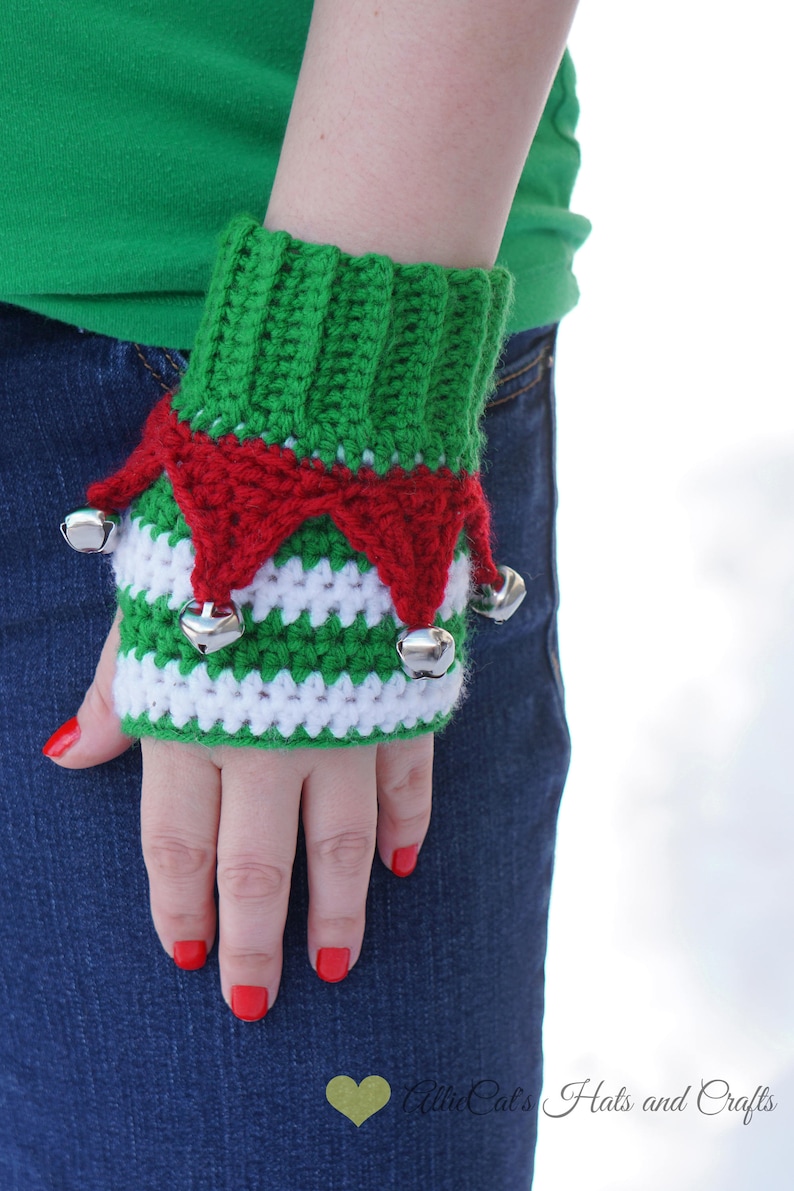 DIY Christmas Elf Mitts Crochet Pattern Instant PDF Download image 1