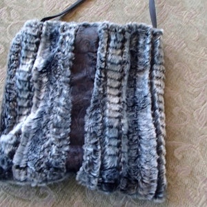 Faux Fur Chinchilla Silver Gray Beaded Leatherette Purse image 5