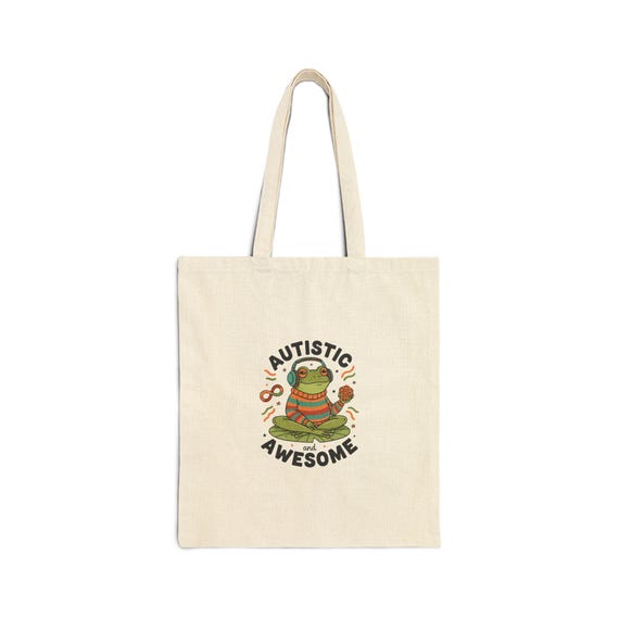 Autistic Frog Tote Bag | Neurodiversity Pride Cotton Canvas Tote