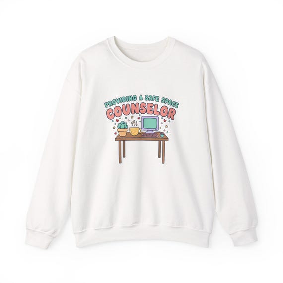 Counselor Sweatshirt | Pastel Healthcare Affirmation Desk Scene Graphic