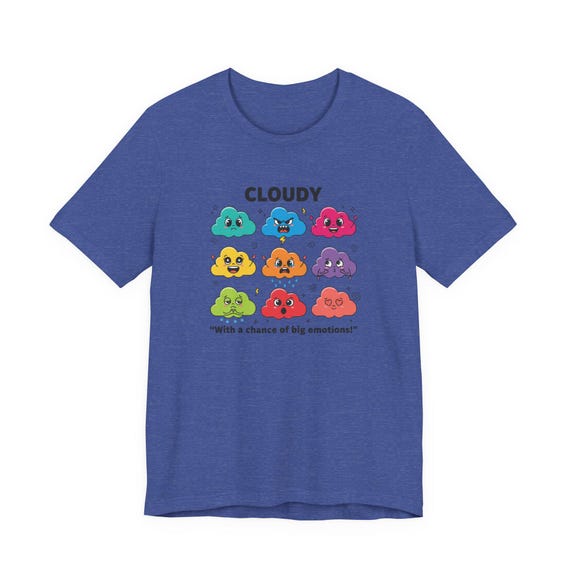 Cloudy emoji clouds tee | Colorful mood cloud faces shirt