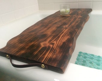 Live edge finished bath caddy