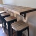 Wall hanging dining table, buffet,School desk, breakfast nook with industrial metal wall hanging turnbuckle brackets 