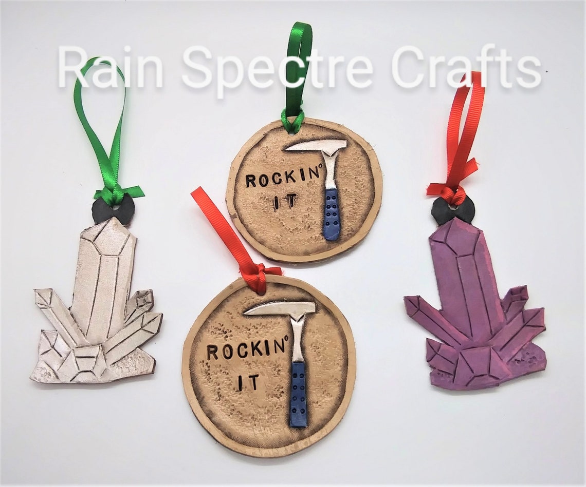 Geology Christmas Ornaments / Rock Pick Hammer / Crystal Etsy