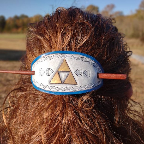 Leather Sacred Triangle Hair Pin / Barrette