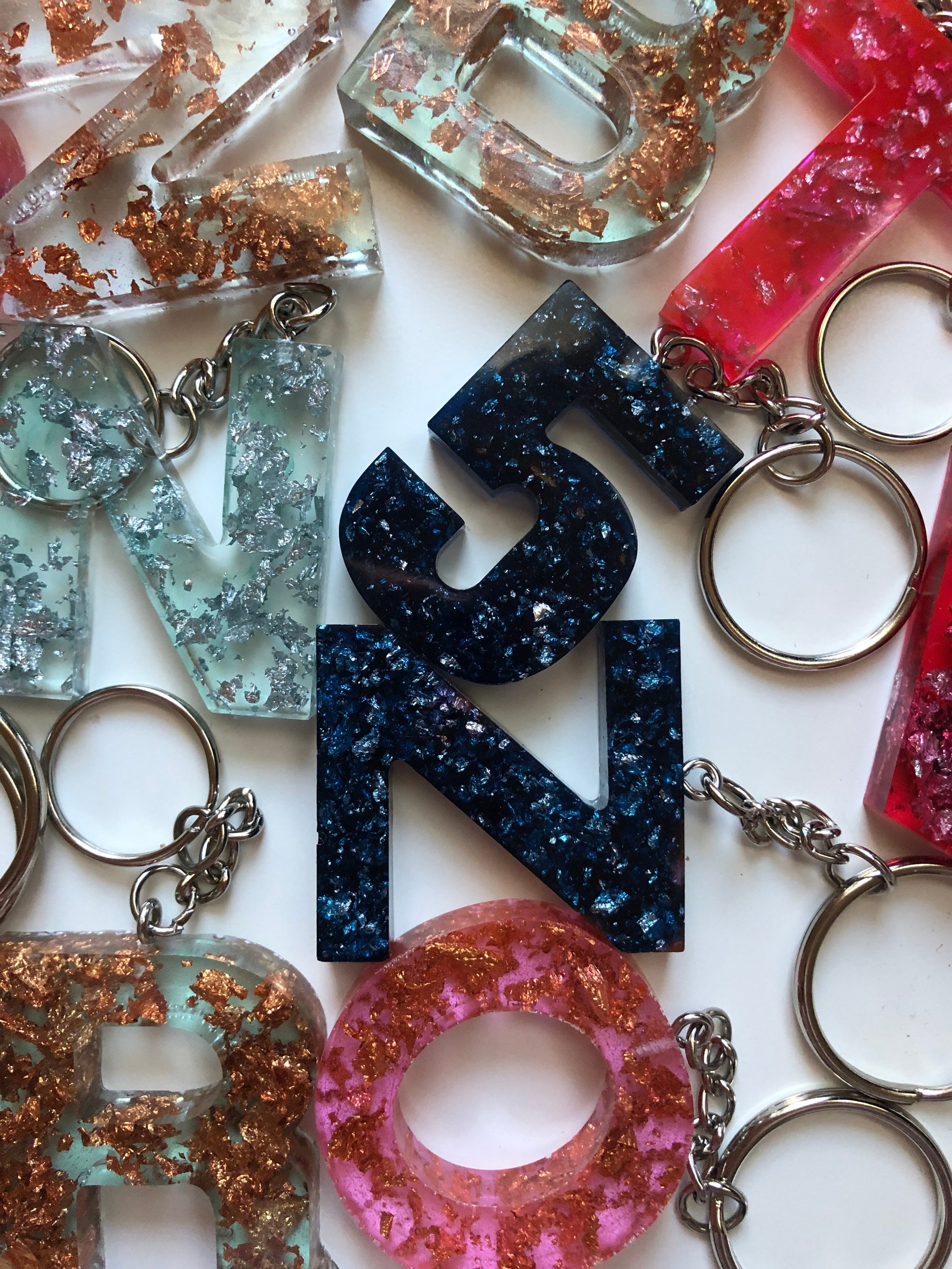 Resin Letter Keychains custom Etsy