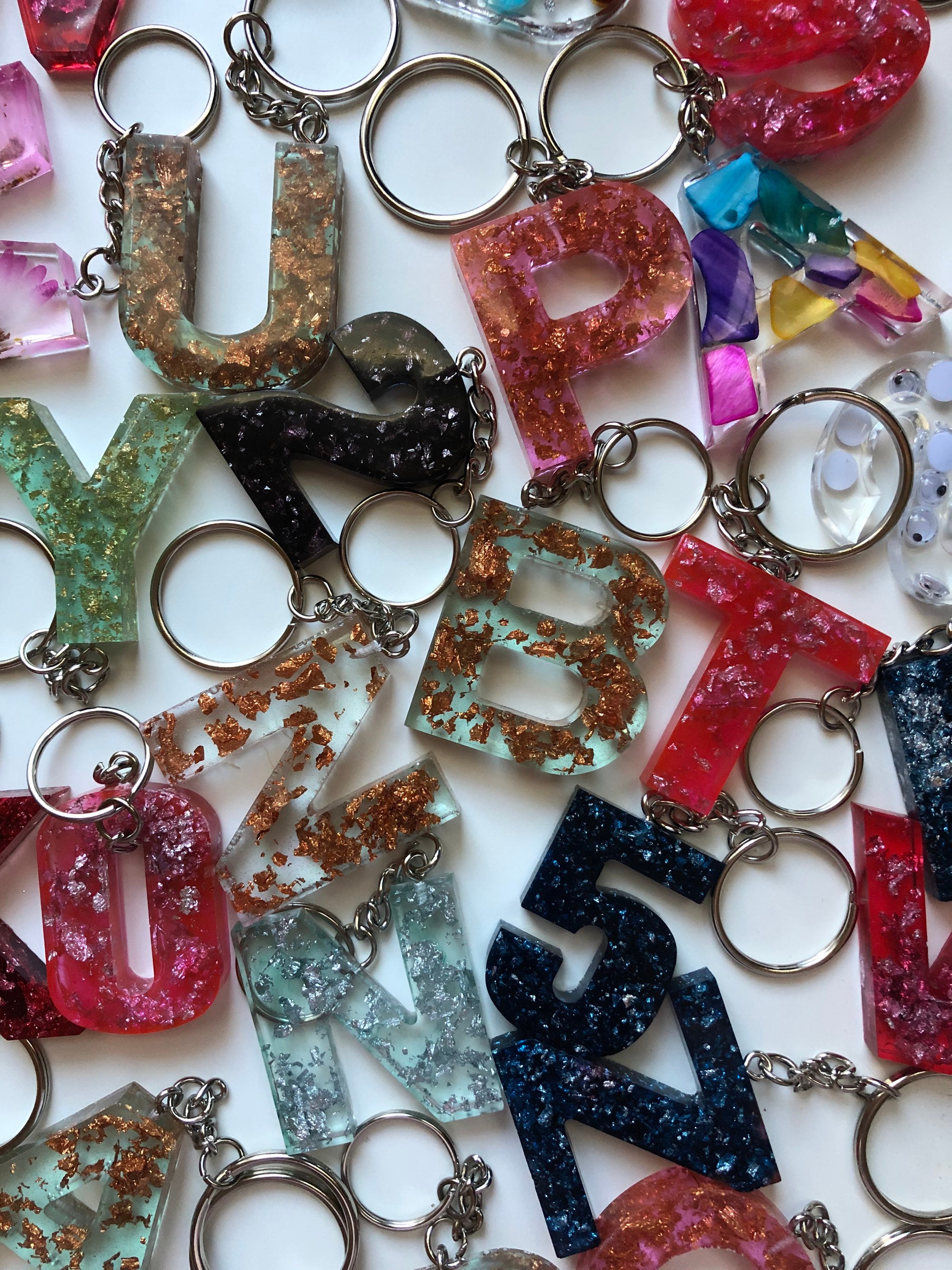 Resin Letter Keychains custom Etsy
