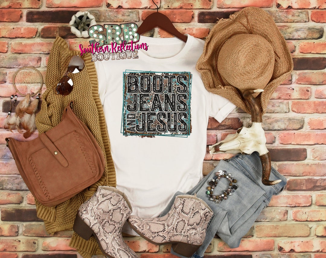 Boots Jeans and Jesus Bella Canvas Unisex Tee Etsy