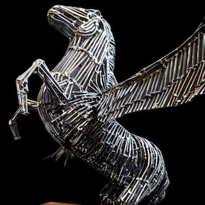 Handmade Metal Pegasus Sculpture
