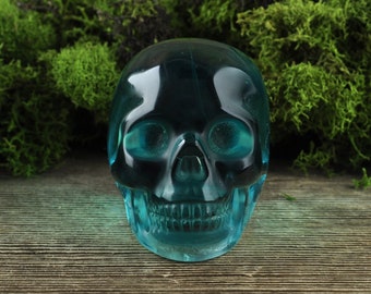 Blue Obsidian Crystal Skull, 2 inch Halloween Decor, Skull Decor, Gothic Home Decor, Memento Mori, Goth Decor, Crystal Decor