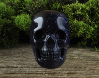 Blue Sandstone Crystal Skull, 2 inch Halloween Decor, Skull Decor, Gothic Home Decor, Memento Mori, Goth Decor, Crystal Decor