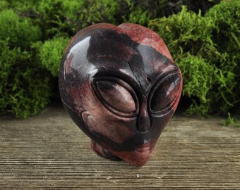 Natural Realistic Jasper Alien Crystal Skull, 2inch! Starbeing, Alien, ET, Alien Skull, Crystal Alien Active