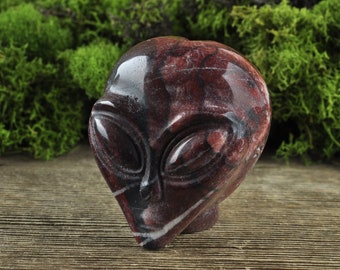 Natural Realistic Jasper Alien Crystal Skull, 2inch! Starbeing, Alien, ET, Alien Skull, Crystal Alien Active