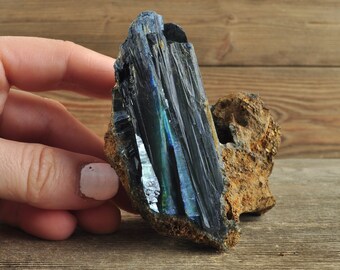 Gorgeous Vivianite in Matrix Raw Specimen, Phosphate Mineral, Blue-Green, Iron-Magnesium, Crystal