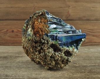 Gorgeous Vivianite in Matrix Raw Specimen, Phosphate Mineral, Blue-Green, Iron-Magnesium, Crystal