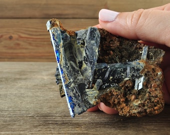 Gorgeous Vivianite in Matrix Raw Specimen, Phosphate Mineral, Blue-Green, Iron-Magnesium, Crystal