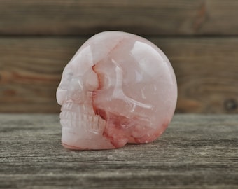 Natural rose quartz bear Hand Carved Skull Crystal Healing 1pc 95-115g