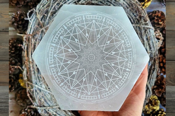 Etched Selenite Gridding Plate! Large