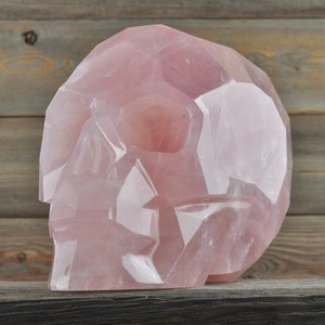 AMAZING Rose Quartz CUSTOM MADE Faceted, Crystal Skull, Titan! Skull Decor, Gothic Home Decor, Memento Mori, Goth Decor, Crystal Decor