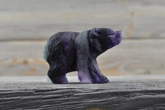 Purple Fluorite Crystal Bear, Mini