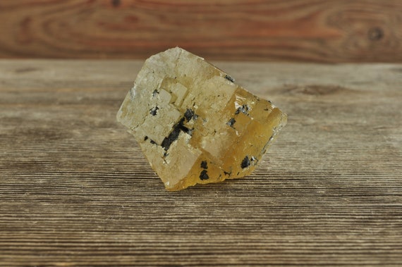 Gorgeous Yellow Fluorite with Pyrite Inclusions Raw Specimen!