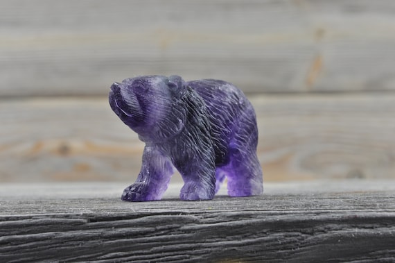 Purple Fluorite Crystal Bear, Mini