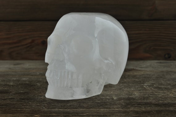 Clear Quartz, Crystal Skull, Medium, Halloween Decor, Skull Decor, Gothic Home Decor, Memento Mori, Goth Decor, Crystal Decor