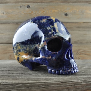 Sodalite, Crystal Skull, Large, Halloween Decor, Skull Decor, Gothic Home Decor, Memento Mori, Goth Decor, Crystal Decor