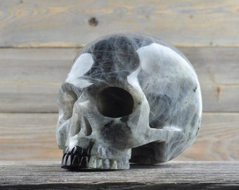 Labradorite, Crystal Skull, Large, Halloween Decor, Skull Decor, Gothic Home Decor, Memento Mori, Goth Decor, Crystal Decor