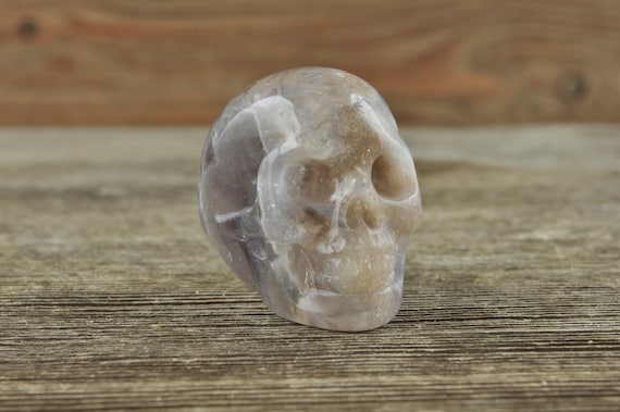 Grey Chevron Amethyst Crystal Skull, Mini! Halloween Decor, Skull Decor, Gothic Home Decor, Memento Mori, Goth Decor, Crystal Decor