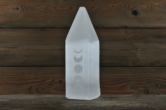 Selenite Moon Phases Tower, 6.25 inches tall!