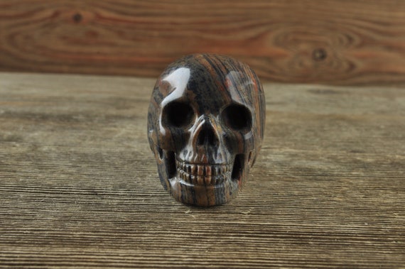 Natural Realistic Jasper Crystal Skull, 2 inch!