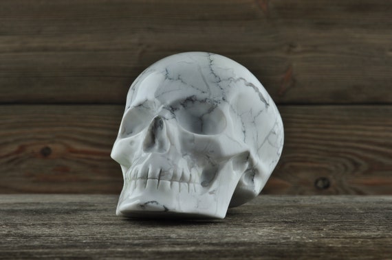 Howlite, Crystal Skull, 3.5 inches!, Halloween Decor, Skull Decor, Gothic Home Decor, Memento Mori, Goth Decor, Crystal Decor