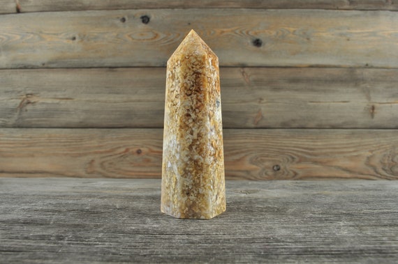 Beautiful Flower Agate Geode Obelisk Point!