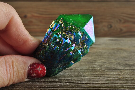 Rainbow Aura Quartz Rough Point!