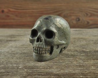 Pyrite Crystal Skull, 2 inches! Halloween Decor, Skull Decor, Gothic Home Decor, Memento Mori, Goth Decor, Crystal Decor
