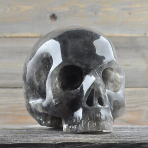 Grey Quartz, Crystal Skull, Large, Halloween Decor, Skull Decor, Gothic Home Decor, Memento Mori, Goth Decor, Crystal Decor