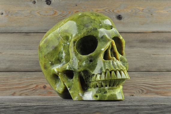 Nephrite Jade, Crystal Skull, Halloween Decor, Skull Decor, Gothic Home Decor, Memento Mori, Goth Decor, Crystal Decor