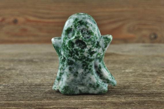 Spotted Green Jasper Crystal Ghosts, Ghost, Halloween Crystals, Crystal Ghost, Halloween Decor, Goth Decor, Crystal Decor