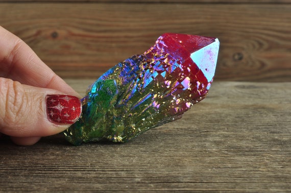 Rainbow Aura Quartz Rough Point!