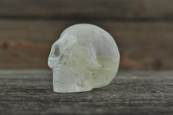 Green Fluorite Crystal Skull! WOUNDED WARRIOR Halloween Decor, Skull Decor, Gothic Home Decor, Memento Mori, Goth Decor, Crystal Decor